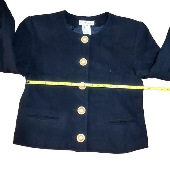 Chaus Gold Button Down Women’s Wool Mix Blazer Jacket Black Size 12 Corpcore - Picture 6 of 13